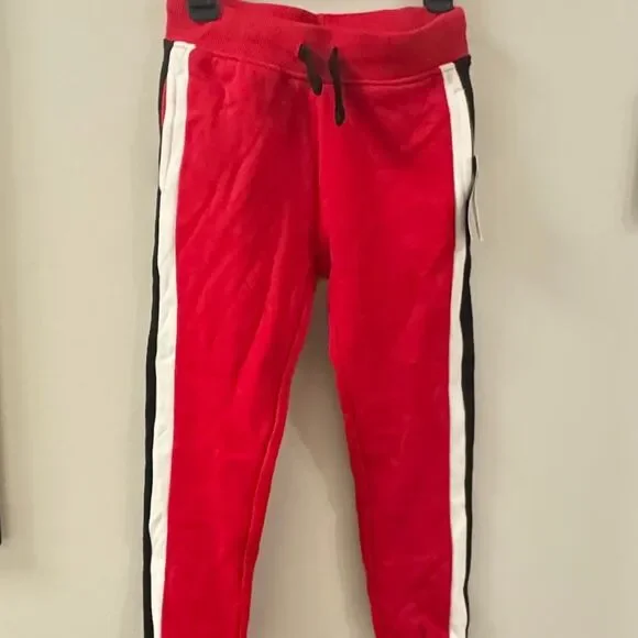 NAUTICA Boys Side Stripe Fleece Joggers Red, Black, White Size M 5 NWT - Picture 4 of 7